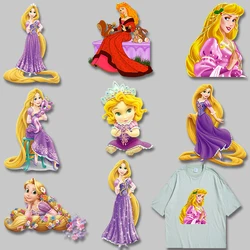 Golden Long Hair Princess Le Pei aggrovigliato Cartoon Anime toppe con stampa a trasferimento termico per abbigliamento t-shirt fai da te