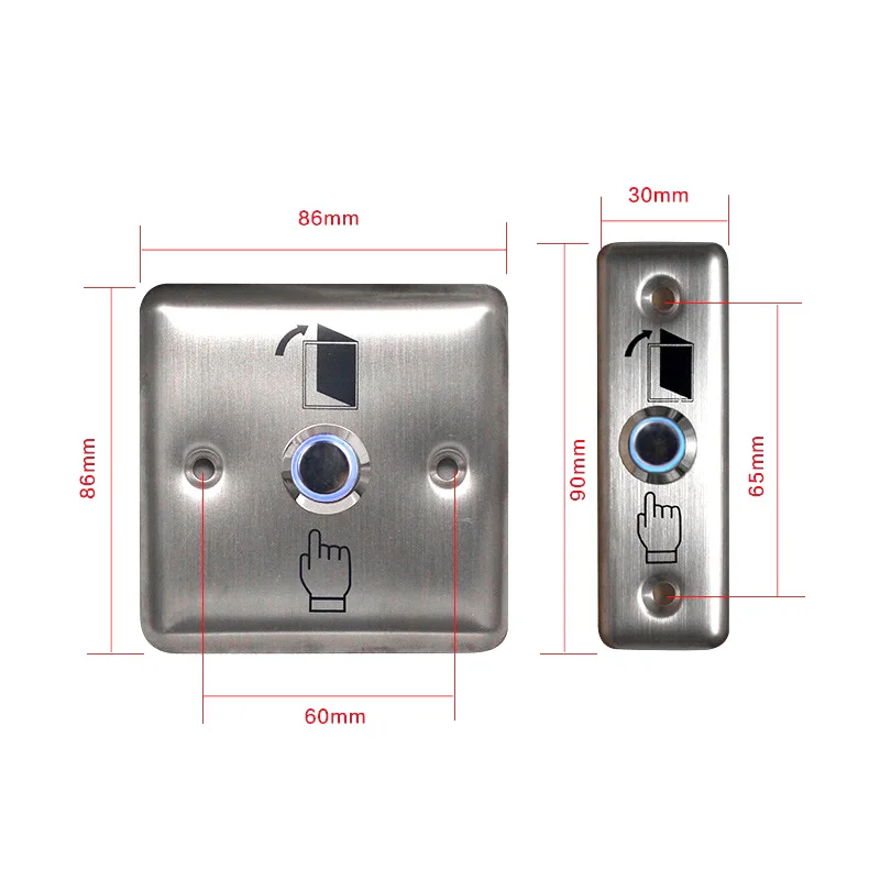 Stainless Steel Exit Button Push Switch Door Sensor Opener Release for Magnetic Lock Access Control