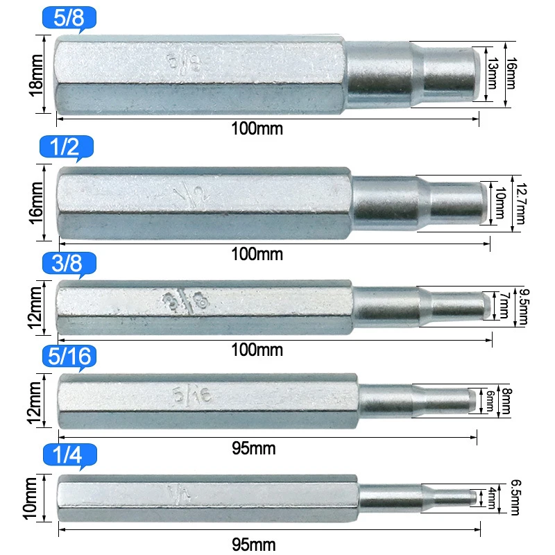 5Pcs Swaging Punch Tool CT-193 Swaging Punch Steel Refrigeration Tube Copper Pipe Tube Expander 1/4,5/16,3/8,1/2,5/8