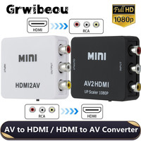 Grwibeou HD 1080P HDMI-compatible to RCA Converter AV to HDMI-compatible Adapter AV/CVSB L/R Video Box Support NTSC PAL Output