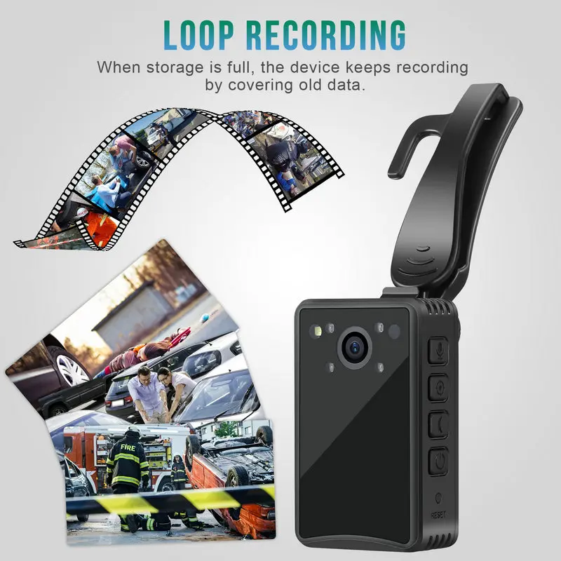 A23 Police Body Camera HD 1080P DVR Video Security Cam IR Night Vision Mini Camcorders with 14 H Long Battery Life Recording