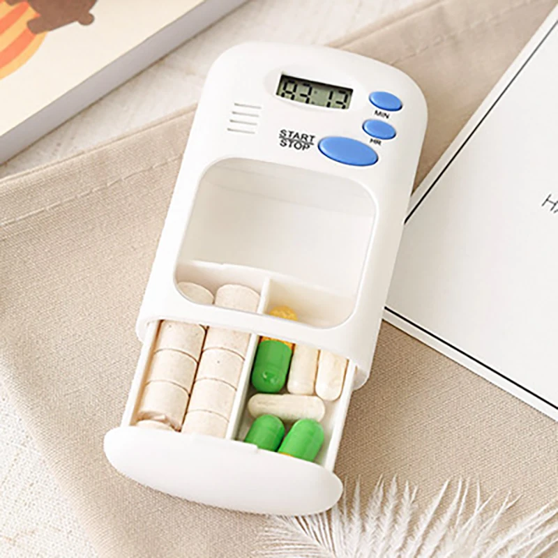 

Smart Pill Dispenser Reminder For Tablets Transparent Portable Hermetic Plastic Medicine Box Timer Alarm Clock Storage Organizer