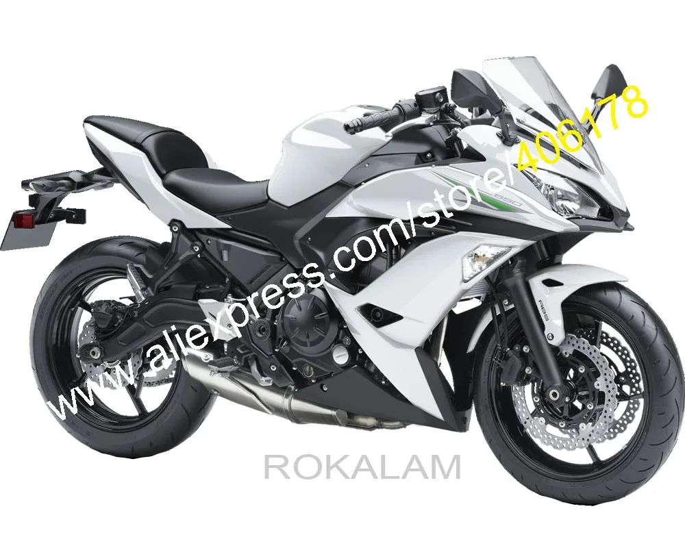 For Kawasaki Ninja 650R 2017 2018 2019 ER-6F ER6F 650 17 18 19 White Black Aftermarket Motorcycle Fairing (Injection Molding)