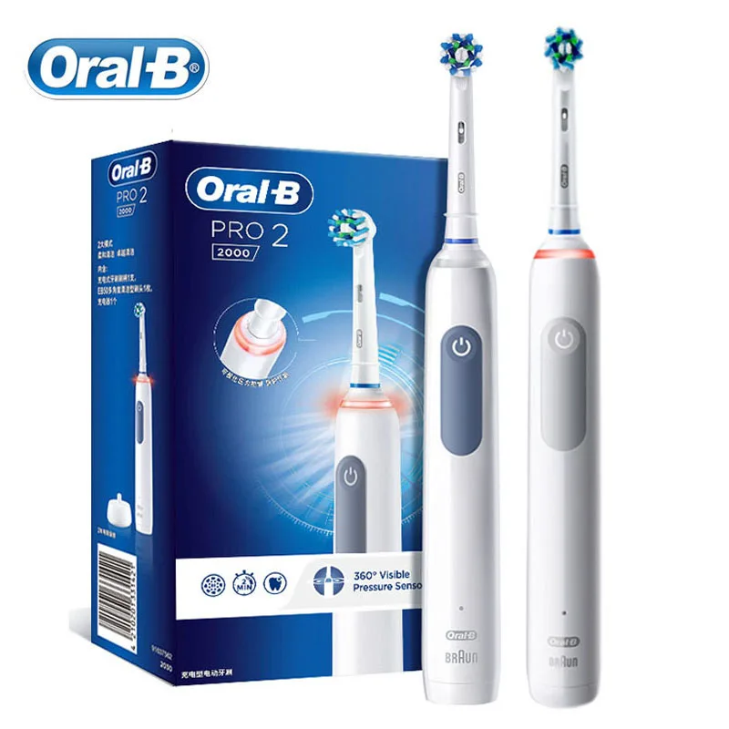 

Oral B Pro 2000 Intelligent Electric Toothbrush 3D Sonic Cross Action Clean Smart Pressure Sensor 2 Min Timer Brush Rechargeable