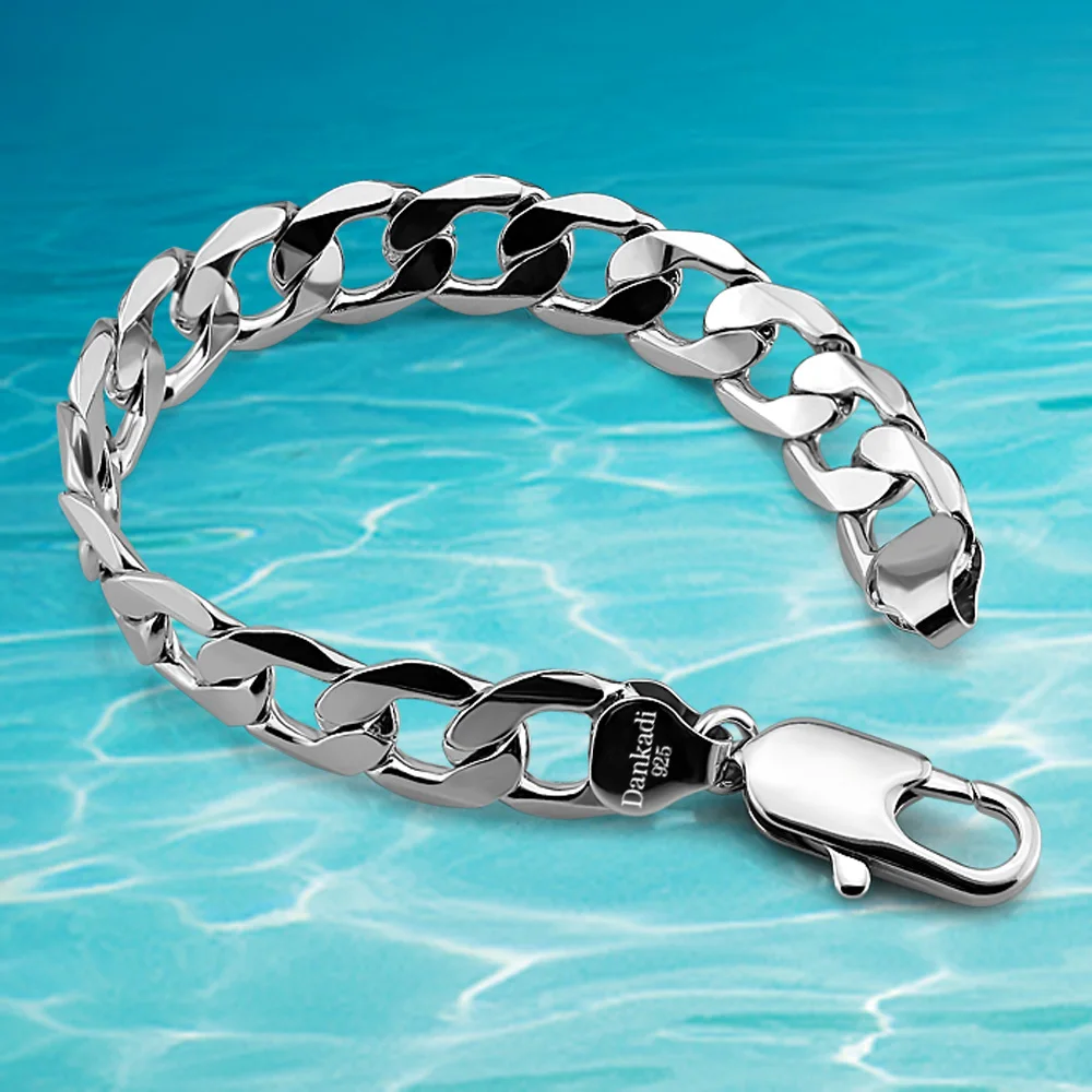 Fashion Men Jewelry, Popular 925 Sterling Silver Bracelets & Bangles  For Men;Men's Personality Accessories Gifts Wide 12mm