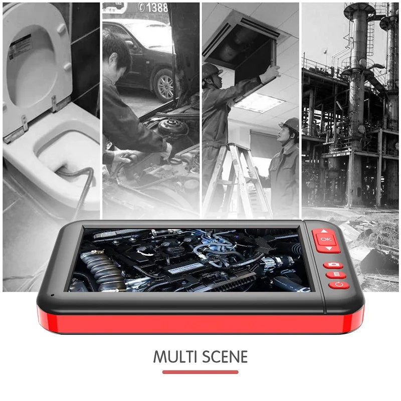 4.3 Inch IPS Screen Industrial Endoscope Camera HD1080P 2.0MP 8MM Mini Lens USB Car Inspection Borescope 8 LEDs IP67 Waterproof