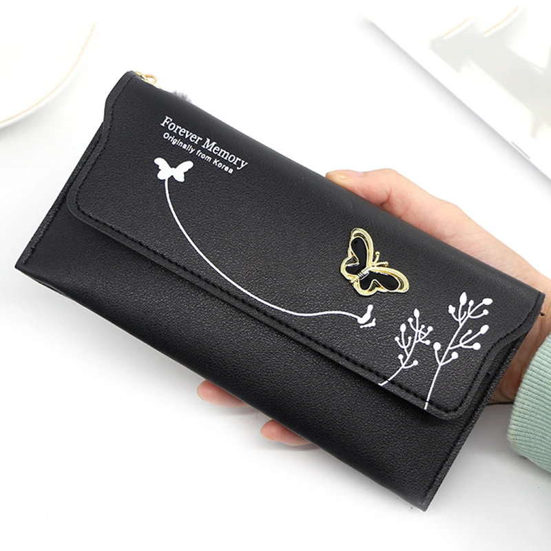 Women Wallet PU Leather Purse Female Wallet Butterfly Designer Pouch Handbag for Lady Coin Purse Card Holder Clutch Phone Pocket