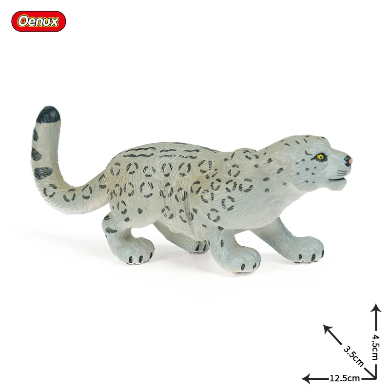 Oenux African Wild Animals Simulation Small Tiger Lion Snow Leopard Action Figure Figurines PVC Miniature Model Education Toys