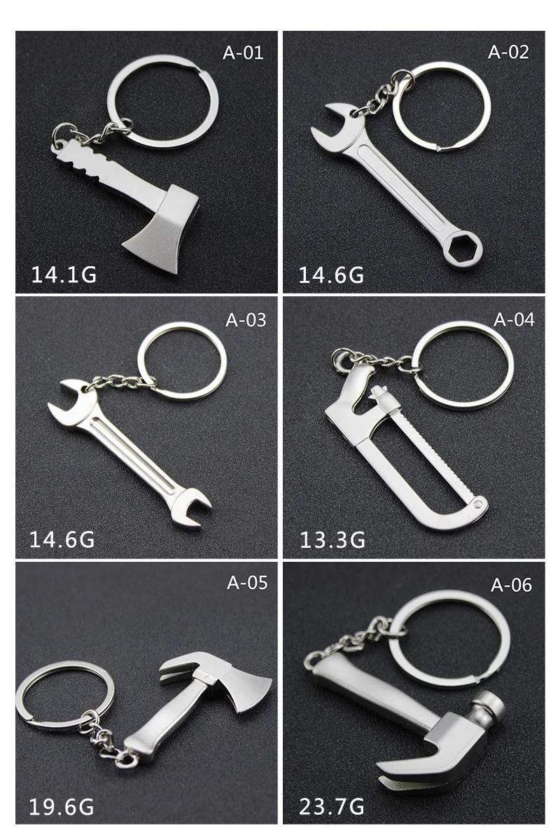 Dad Gift Pliers Spanner Hammer Saw Axe Wrench Drill Scissors Mini Caliper Tools Keychains Small Vernier Caliper Key Chains