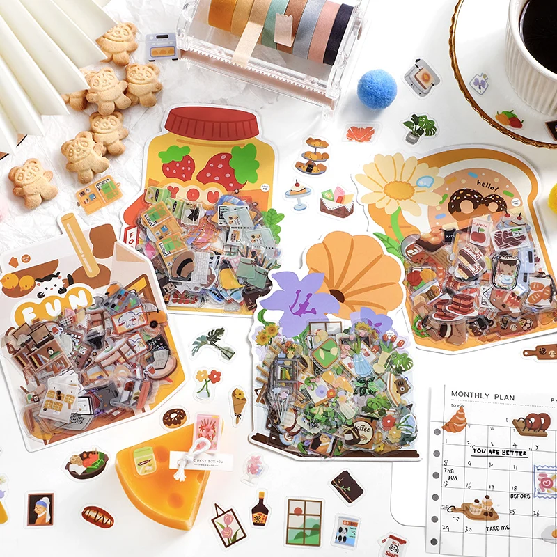 100Pcs/Pack Kawaii Cartoon Life Little Things Deco Stickers DIY Hand Account Scrapbook Diary Album Collage Material Sticker