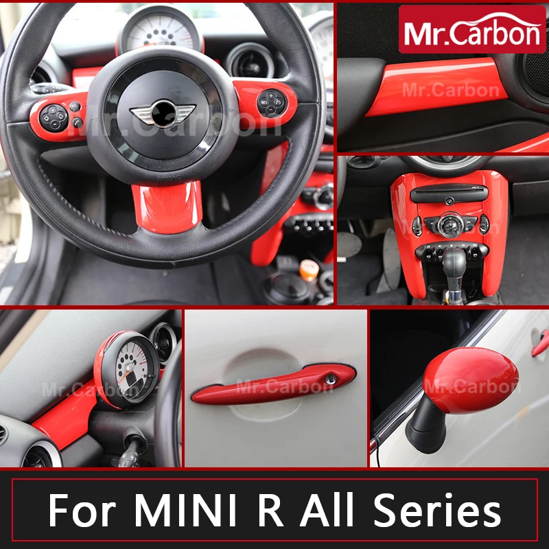 

Car Styling Interior Accessories Stickers Red Plastic Decorative Cover For BMW MINI ONE Cooper S JCW R55 R56 R57 R58 R59 CABRIO