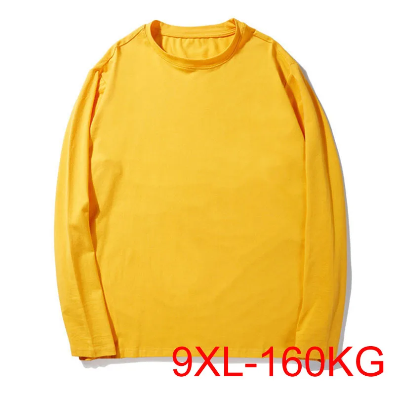 Autumn t-shirt Men 5XL 6XL 7XL 8XL 9XL bust 160cm Plus size long sleeve t shirt men 5 colors