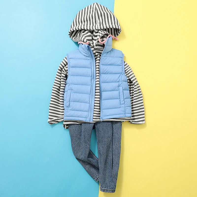 0-10 ℃ Crianças colete casaco outono ultra leve pato para baixo jaquetas para meninos meninas sem mangas coletes crianças fofo quente snowsuit