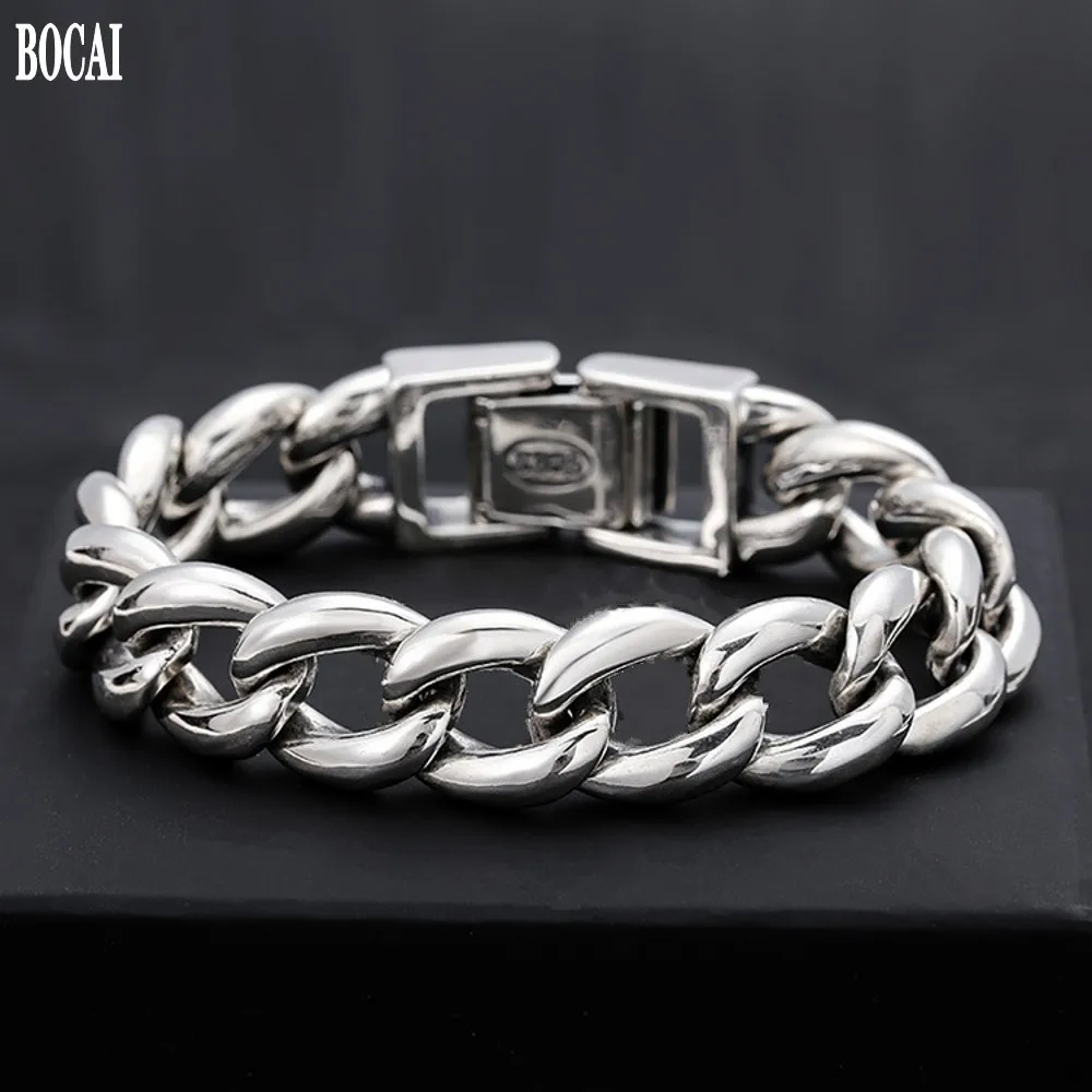 BOCAI New 100% S925 Sterling Silver Jewelry Personality Fashion Man Bracelet Tank Chain Trendy  Christmas gift