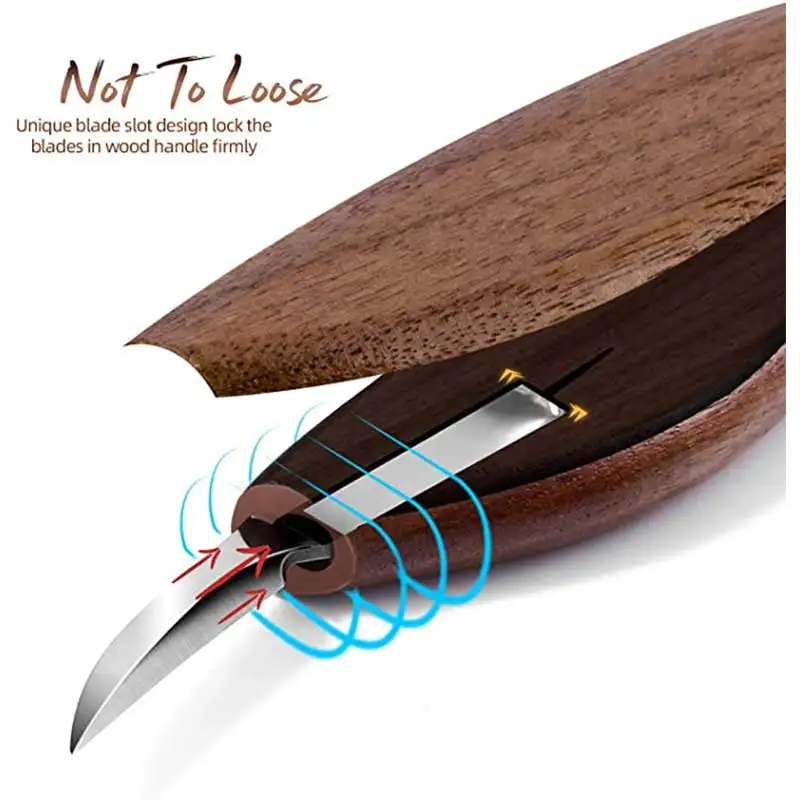 SIMILKY Wood Carving Tools 5 in 1 Knife Set - Includes Hook Knife, Whittling Knife, Detail Knife, Carving Knife Sharpener 5-Set