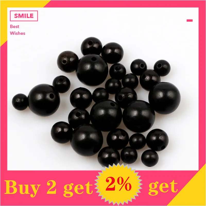 6/8/10/12mm Safe Crafts Natural Ebony Round Balls Beads For Jewelry Making DIY Handmade Bracelets Necklaces Earrings Accessories