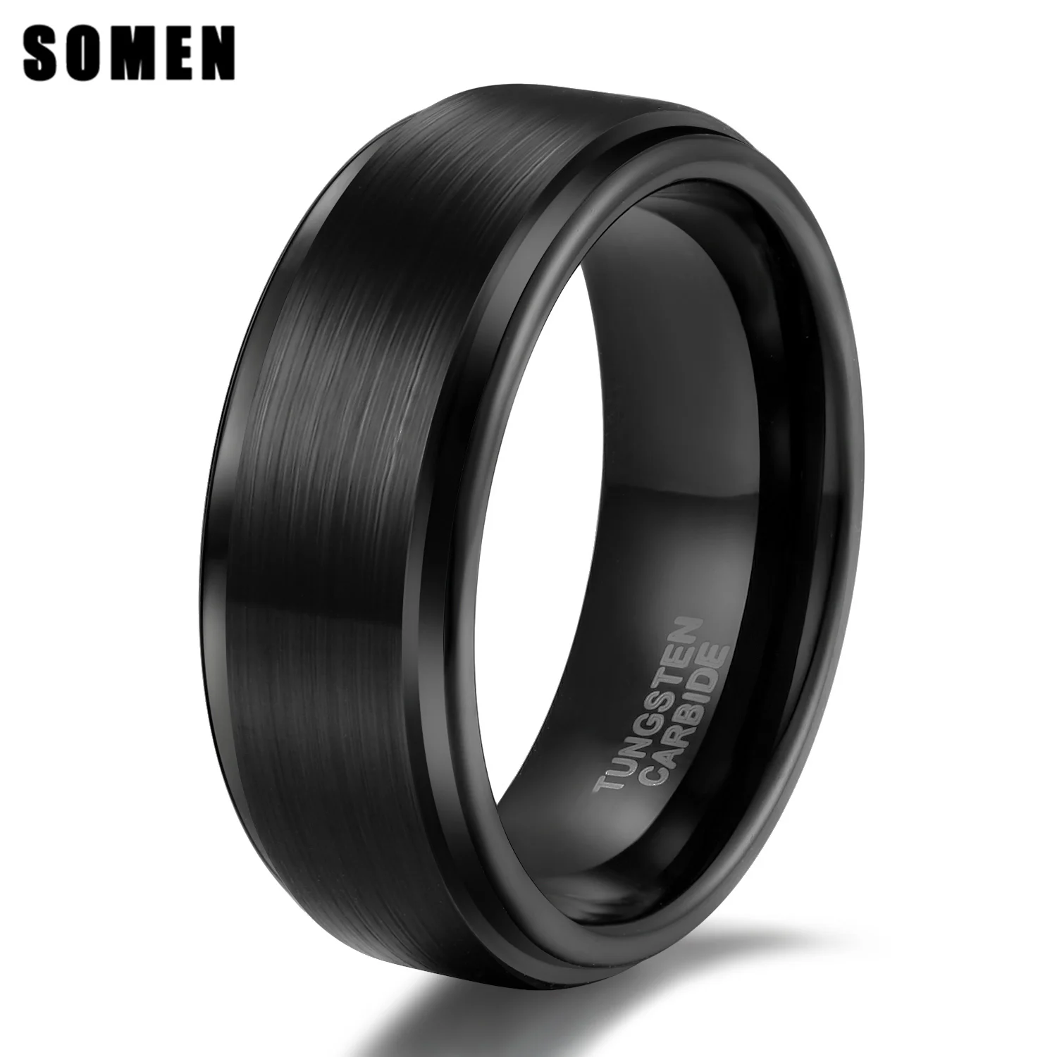 Somen Brand 6MM 8MM Black Brushed Finish Tungsten Ring Men Women Engagement Rings Wedding Band Lovers Couple Jewelry Femme