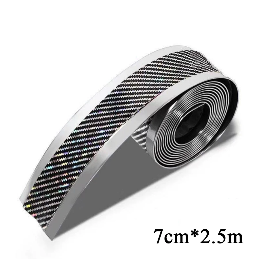 Car Door Sill Protector Sticker Side Skirt Carbon Fiber Laser Style Auto Styling Cars Bumper Strip Protectors Exterior