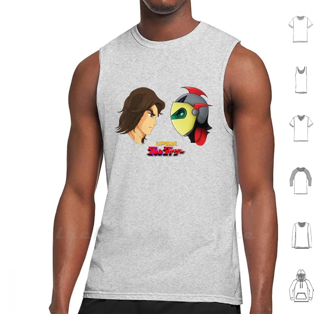 Actarus & Goldrake Tank Top Cotton Vest Sleeveless Men Women Ommik Cool Geek Goldrake Goldrak Goldorak Ufo Robot Actarus Vega