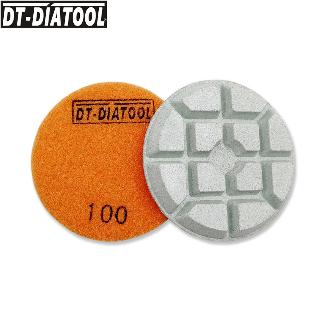 Almohadillas de pulido de hormigón de diamante, discos de lijado de unión de resina espesada para reparación de suelo, diámetro 80mm/3 ", N. ° 100, DT-DIATOOL, 3 unids/set