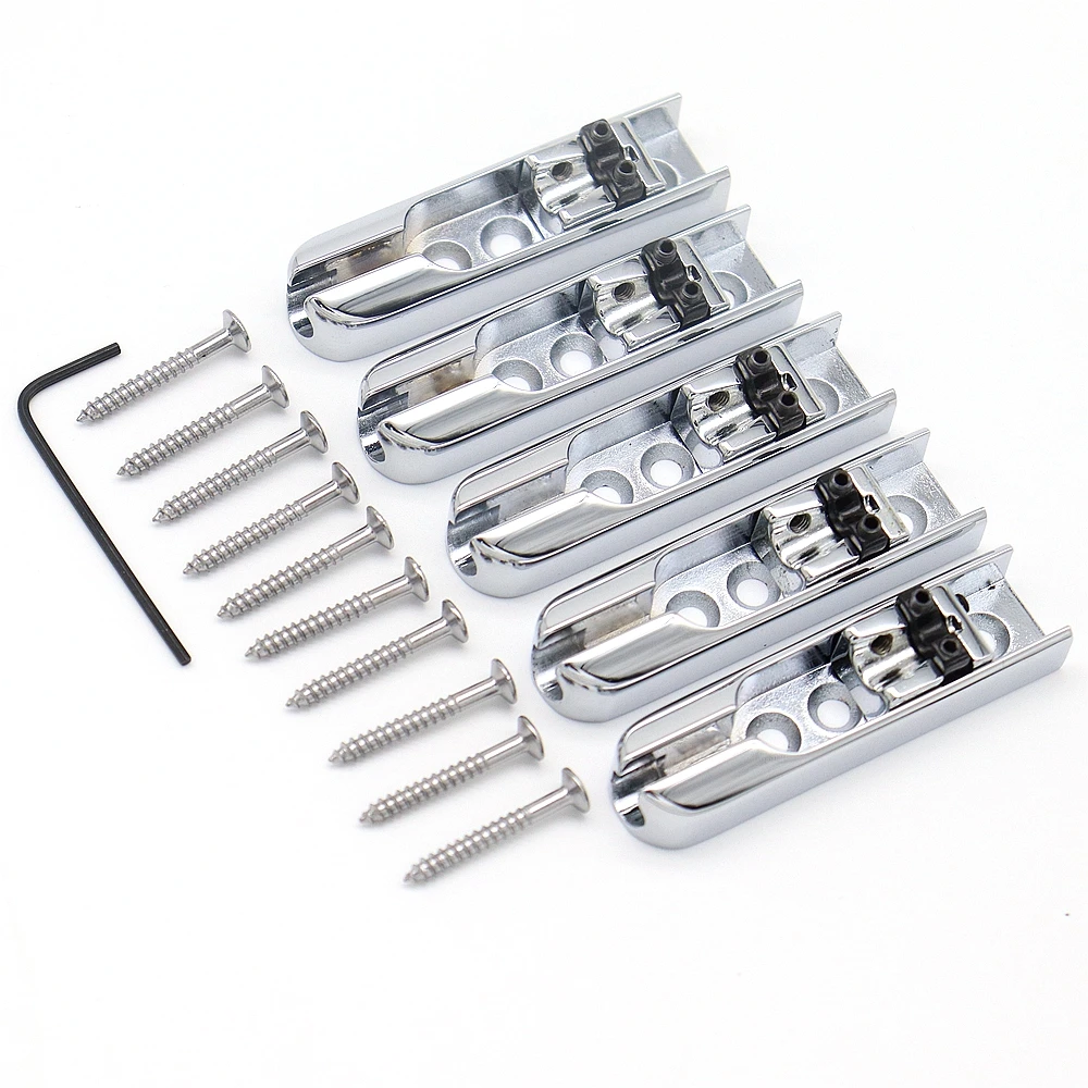 1set 5 String Guitar Single Individual Bridge Saddles Tailpiece 3 Hole with Screw for Bass Guitar Accessories