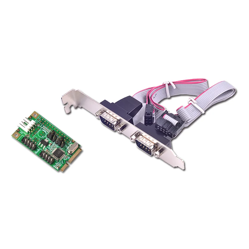 Mini PCIE To 2 Serial Port Transfer Converter Expansion Card Dual Two RS-232 COM Ports Mini 9-pin Power Supply WCH382L Chip