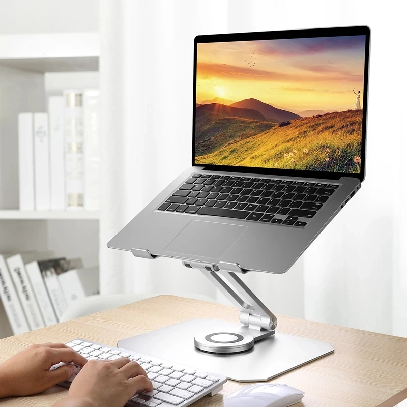 Swivel Laptop Stand Desk Riser 360 Rotation Multi-Angle/Height Adjustable Aluminum Computer Stand for MacBook 10-17