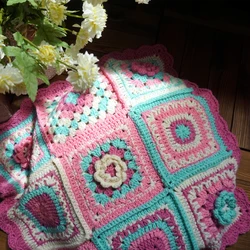 Acrylic pink hand hook Manual Vintage Style Crochet sofa blanket Home Furnishing decoration