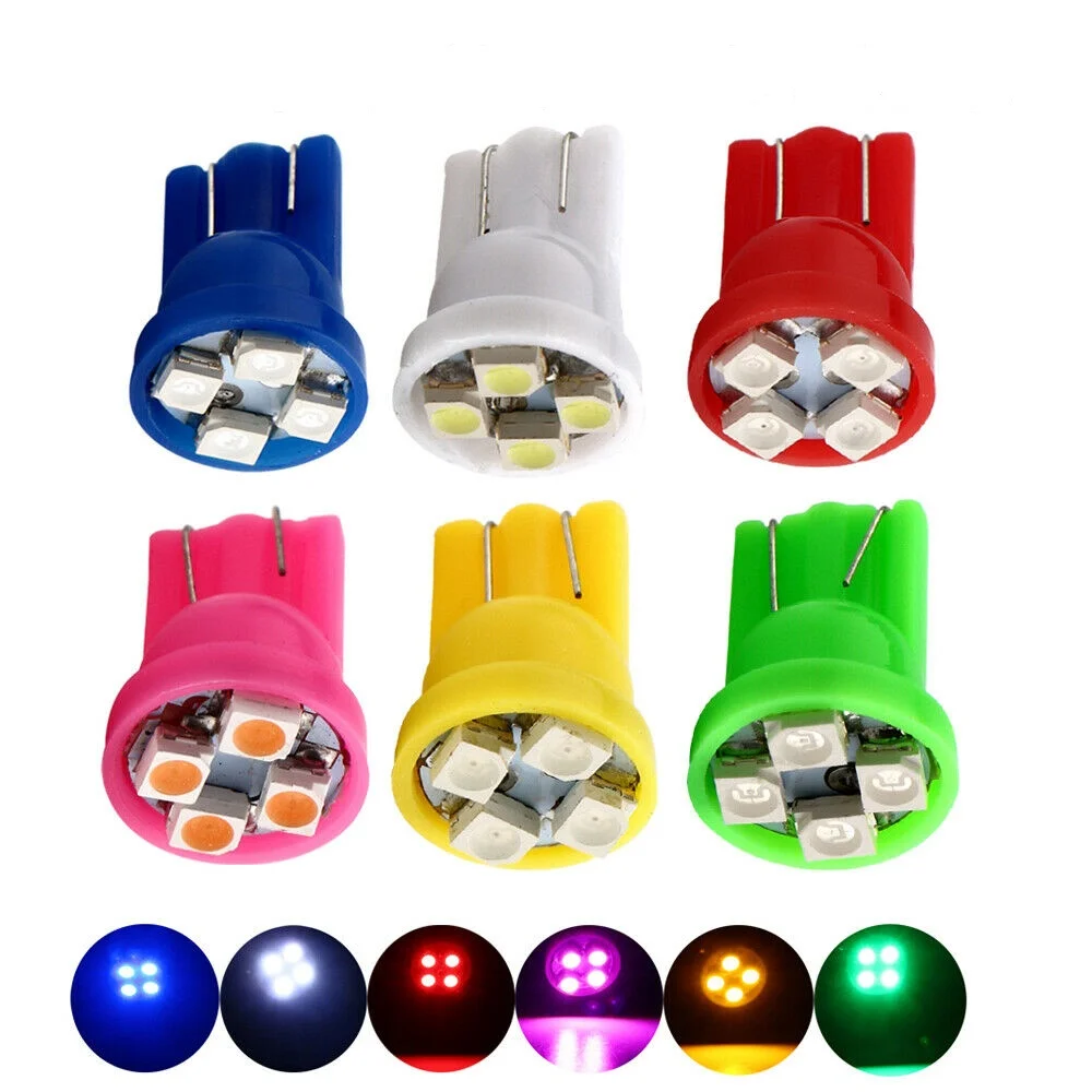 Yiastar 1000pcs Wholelsaes Car LED Light Lamp Bulb 194 W5w 4smd T10 4 LED SMD 3528 1210 White Blue Red Green Yellow