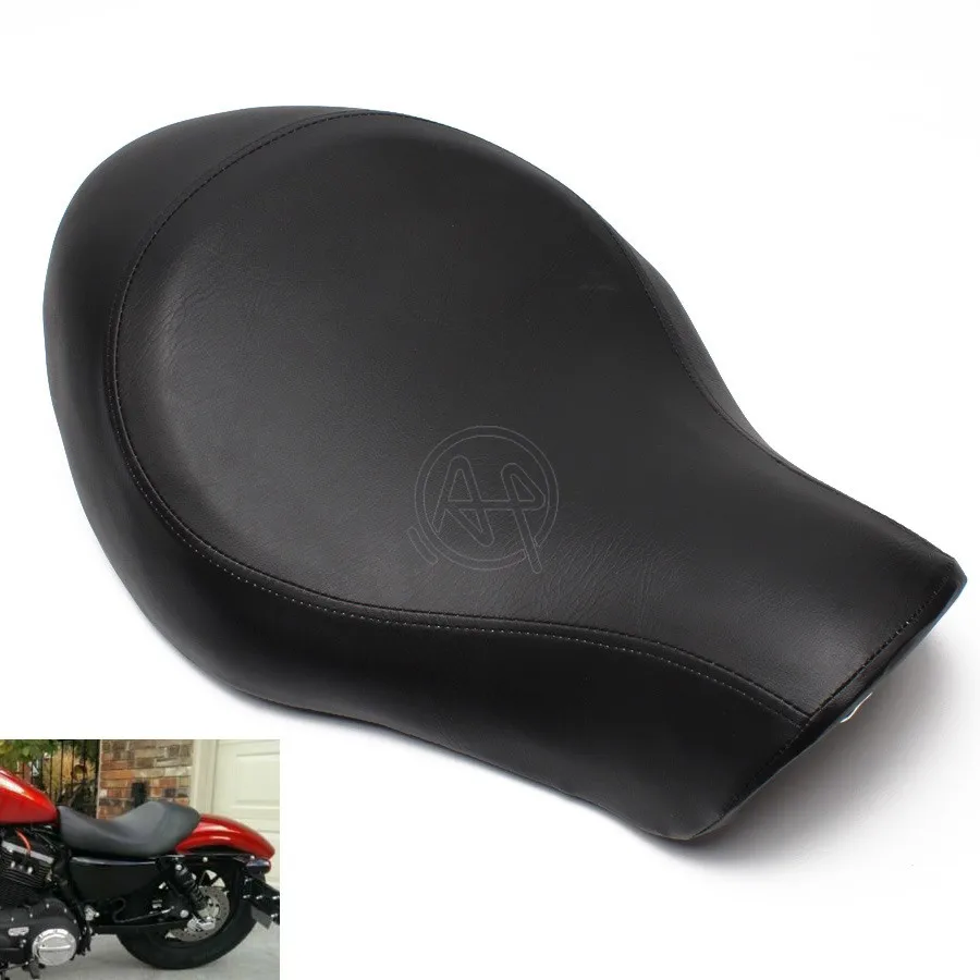 For Harley Iron Sportster XL 883 XL883N XL 1200 2004-2015 2013 2014 Motorcycle Black PU Leather Big Wide Rider Driver Seat