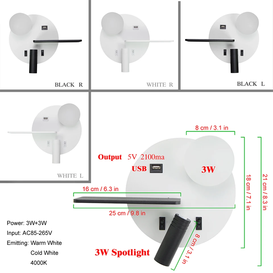 Imagem -05 - Nordic Indoor Led Lâmpadas de Parede com Interruptor Cabeceira Wall Sconces Usb 5v Lâmpada de Parede de Leitura Quarto Sala Moderna