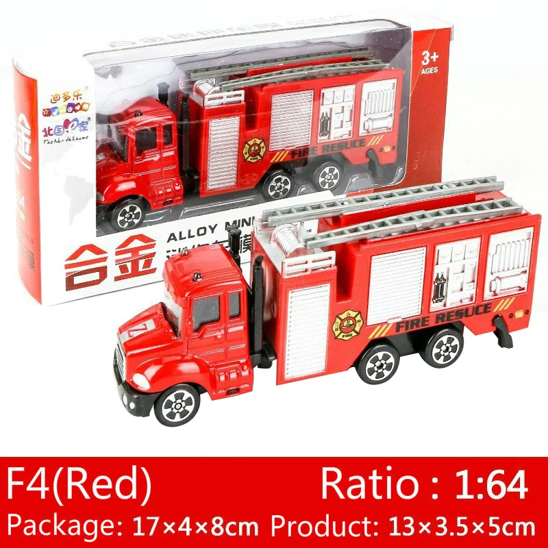 1PCS Mini Toy Vehicle Model Alloy Diecast Engineering Construction Fire Truck Ambulance Transport Car Educational Children Gifts