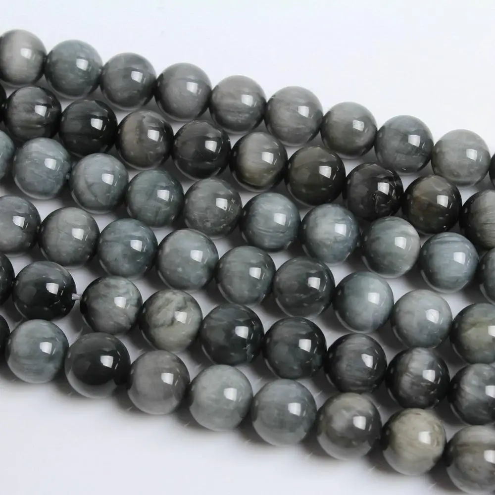 Natural Round Hawkeye Gemstone Loose Beads 6 8 10 12mm For Necklace Bracelet DIY Jewelry Making 15inch Strand