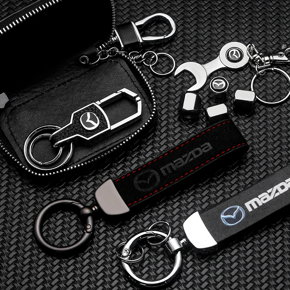 1pc Metal Alloy For Mazda Axela 2 3 MS CX30 CX3 CX5 Car Badge Keychain Luxury Keyring Pendant Gifts Leather Key Case Accessories