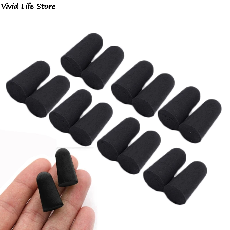 Tapones para los oídos de espuma cónica suave para dormir, tapones para los oídos de prevención de ruido para viaje, reducción de ruido, color negro, 20 piezas/10 pares