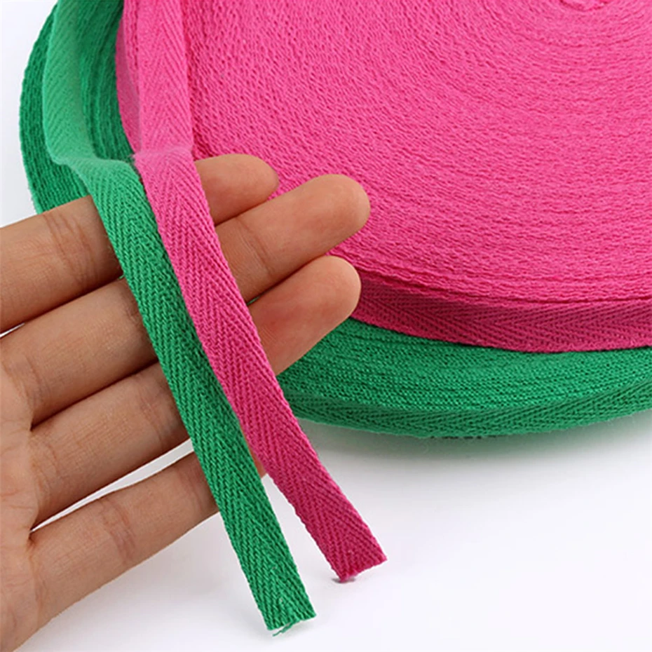 10yards 1cm Multi Color Herringbone Tape Ribbons Woven Cotton Sewing Overlock Cloth Strap Belt DIY Accessories