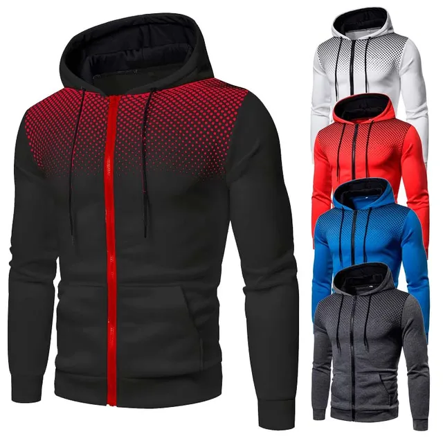 Męska bluza z kapturem zapinana na zamek bluza z kapturem graficzna kieszeń na zamek błyskawiczny Polka Pot Print sport Outdoor Casual codzienne bluzy z kapturem wąskie bluzy