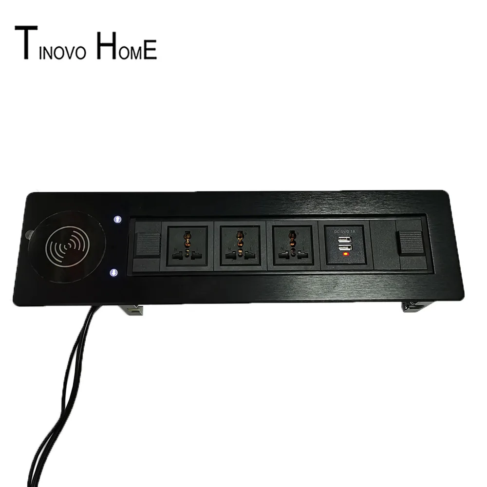 Electric desktop socket / hidden socket / 3-position jack with USB charging / support wireless QI charging / universal jack