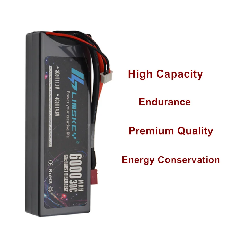 2units Limskey 6000mAh Lipo Battery 7.4V 30C 2S LiPo RC Battery with Deans Plug for RC Evader BX Car Truck Truggy Buggy Helicopt