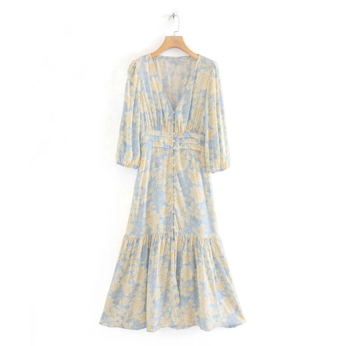 Autumn Long Floral Print Dress Robe for Women Casual Long Sleeve Split Dress Female Boho Elegant Maxi Party Vestidos Spring 2022