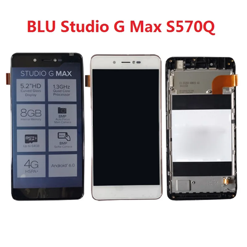 

ЖК-дисплей с сенсорным экраном и рамкой для BLU Studio G Max S570Q, дигитайзер, панель, датчик, объектив, стекло в сборе для BLU S570Q