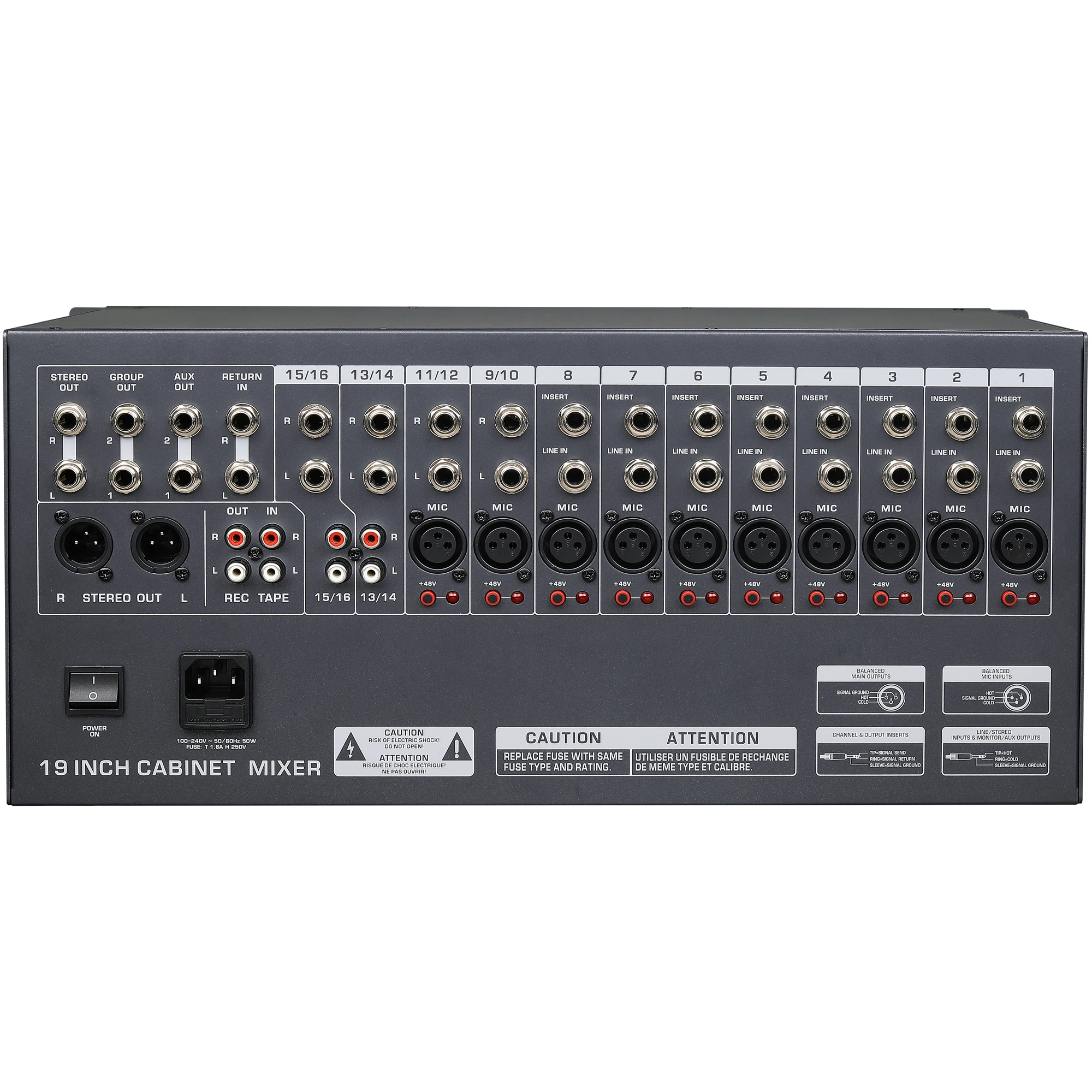 전문 오디오 믹서 랙 마운트형 믹서 12채널 16채널 DJ 믹싱 콘솔 블루투스 및 DSP 이펙터 포함