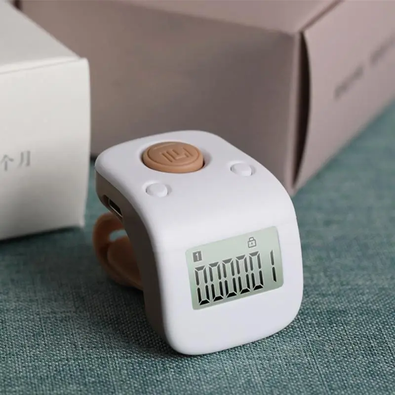 Mini Digital Recarregável Lcd Eletrônico Dedo Anel Contador Contagem da Mão Seis Dígitos Contas Buda Contador Oração Clicker