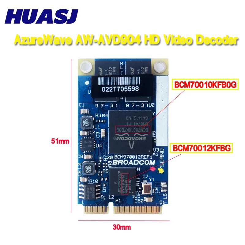 Huasj bcm970010 bcm70012 hd декодер, мини-картон pcie для ТВ, нетбуков, hd декодер для видео