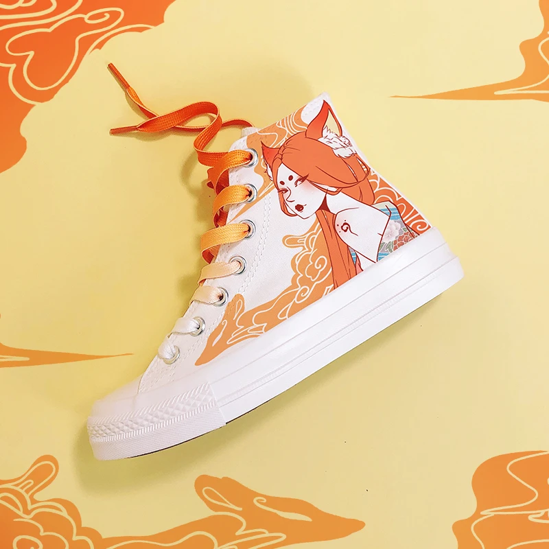 Amy and Michael Original Design Hand Painted Canvas Shoes High Top Tennis Female Students Plimsolls Flat Woman Vulcanize Shoes