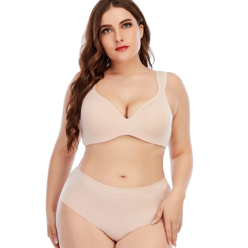Plus Size Lingerie  Big Breast Bra Panty  Set Women  Push Up Sexy Lace Padded Thin Wire  Comfortable Underwear  Wide Strap