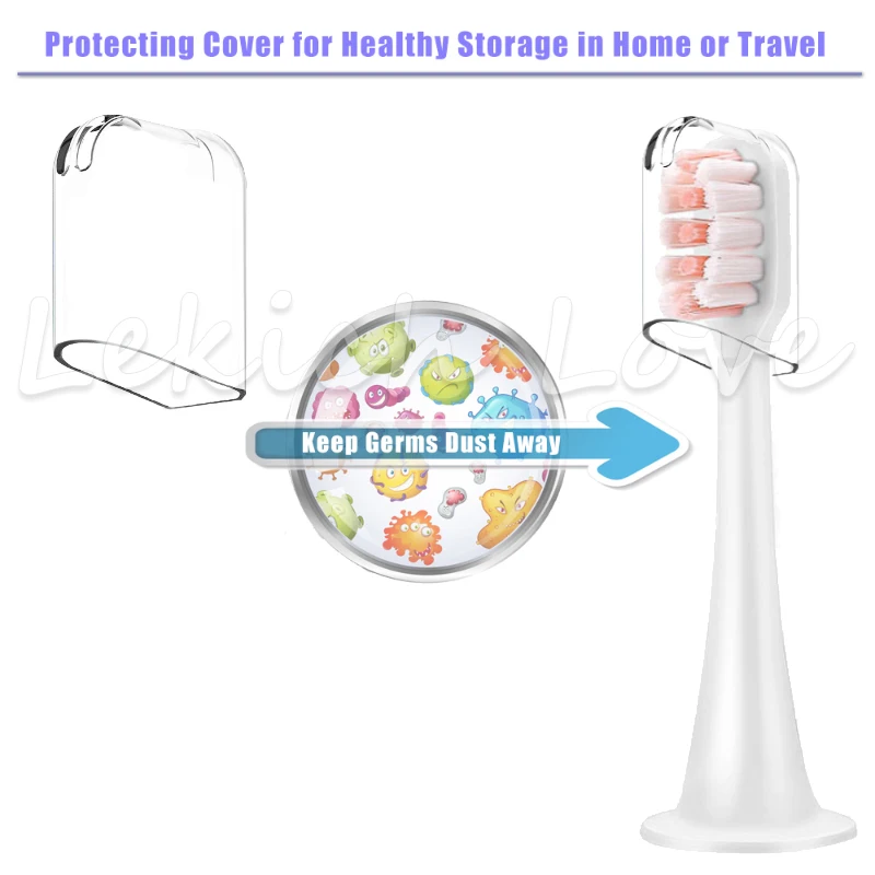 Lekich Tình Yêu Dành Cho Xiaomi Mijia Âm Điện Đầu Bàn Chải Đánh Răng T300 T500 U-Phong Cách 3D-Whitening Đầu Bàn Chải Đánh Răng Với Bảo Vệ Có