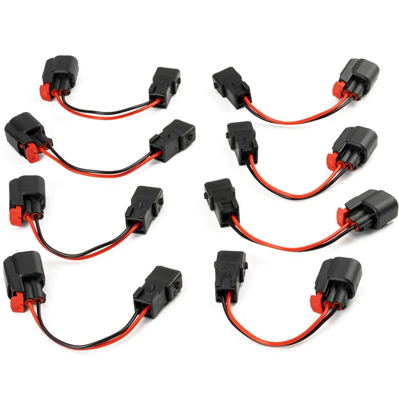 

8 x New Engine Harness EV1 Connector (LS1 LS6 LT1 style) Male Fuel Injector EV6 Sockets (LS2/LS3 style) Female Cables Adapters