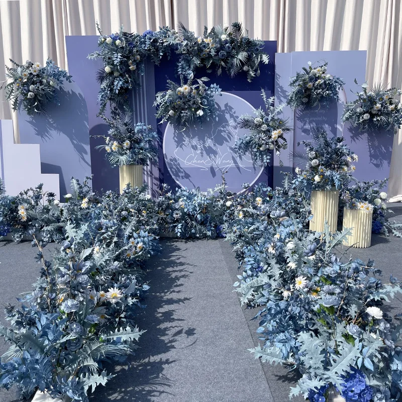 Artificial Fog blue Wedding silk Flower Plastic DIY Flower Arrangement Color Simulation Flower Christma Home House Deco Accessor
