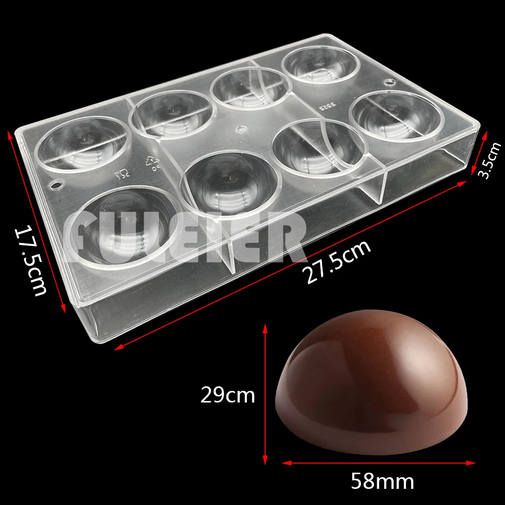 8 Hole Half Ball Polycarbonate Chocolate Mold,DIY Baking Pastry Confectionery Tools Tray Candy Cake Decorating Mould Bakeware